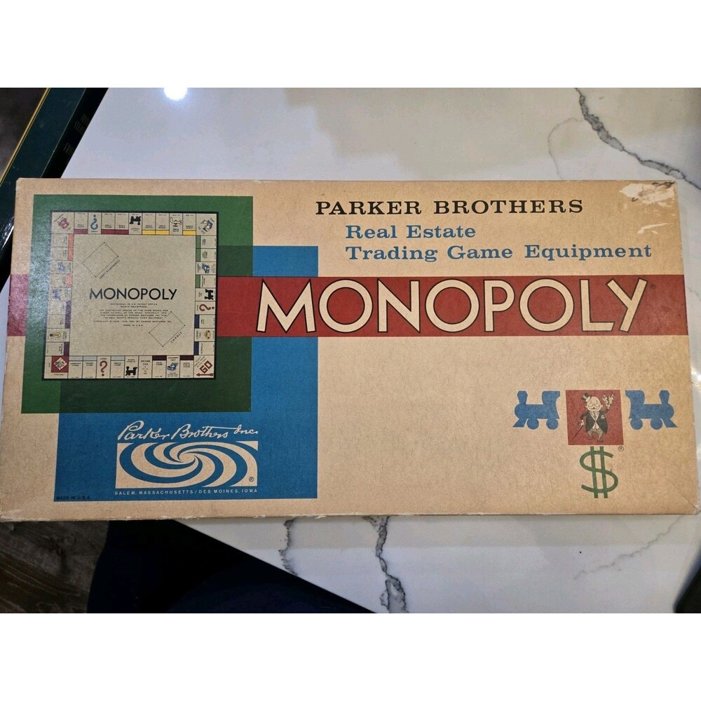 Vintage 1961 Monopoly Board Game Parker Brothers Complete Original RARE
